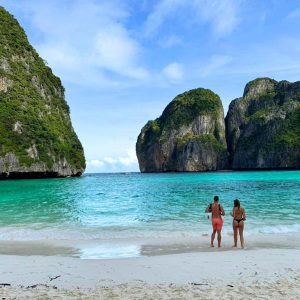 Step into the backdrop of The Beach - Maya Bay’s towering cliffs and electric blue waters are even more unreal in person - Premium Phi Phi Bamboo island tour