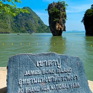 Khao Phing Kan and Koh Tapu (James Bond Island) view from speedboat near Krabi