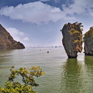 James Bond Island (Khao Phing Kan) longtail boat view from Krabi, Thailand