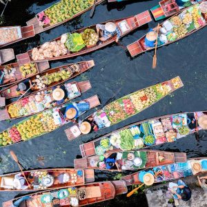 Colorful Chaos - Damnoen Saduak Floating Market from Above