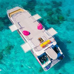 Our comfy power catamaran gets you there fast - no boring slow boats on this trip!