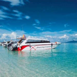 Time for a dip! Cooling off during the hot spots of our Phi Phi Island day trip itinerary feels amazing