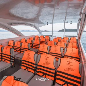 Premium Catamaran Comfort - Speed Boat Tour to Phi Phi Islands with Cushioned Seating and Safety Equipment