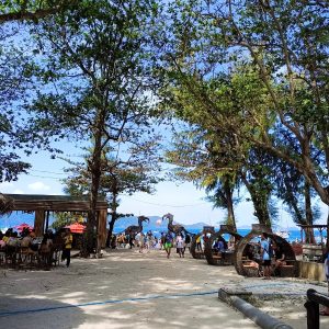 Coral Island Phuket Snorkeling - Shaded Beach Dining Area with Ocean Views